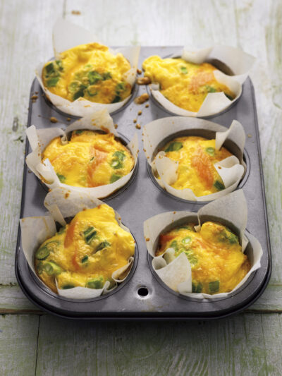 breakfast salmon muffins on baking tray