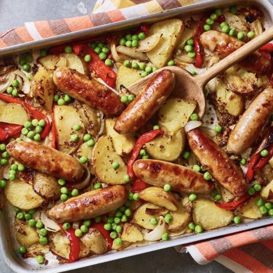 tray filled with sausages