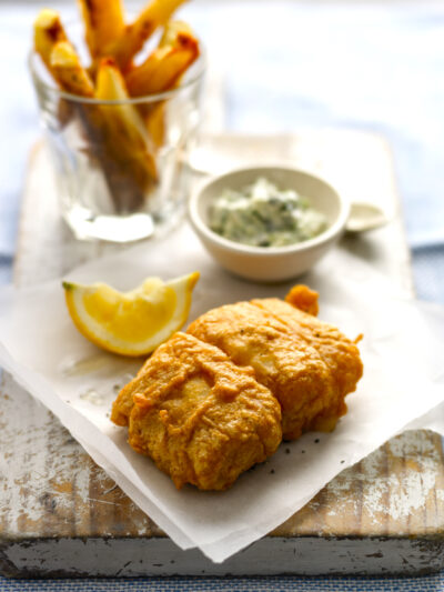 beer battered fish with chips